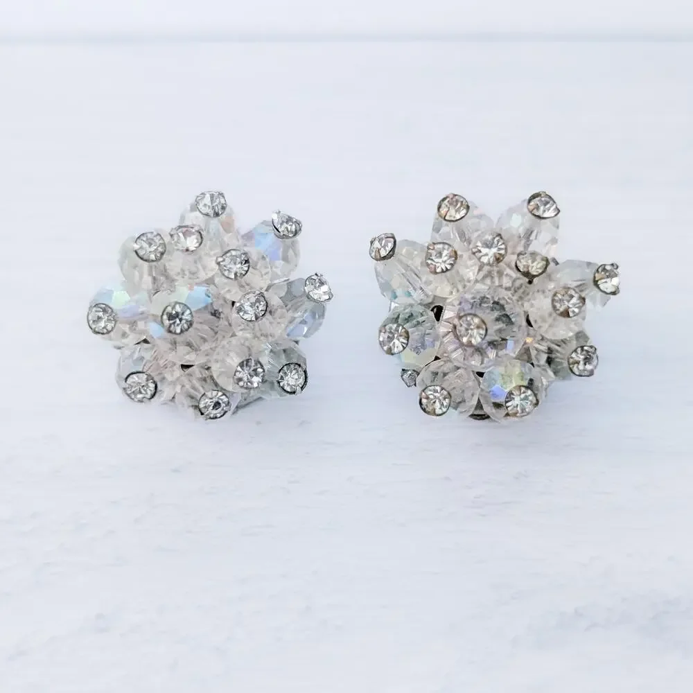 Vintage Clip On Earrings Unusual - Cluster Style - 7/8